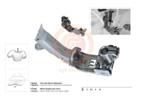 Лапка UMA-61-R для плоскошёвки (5,6) под резинку 6 мм