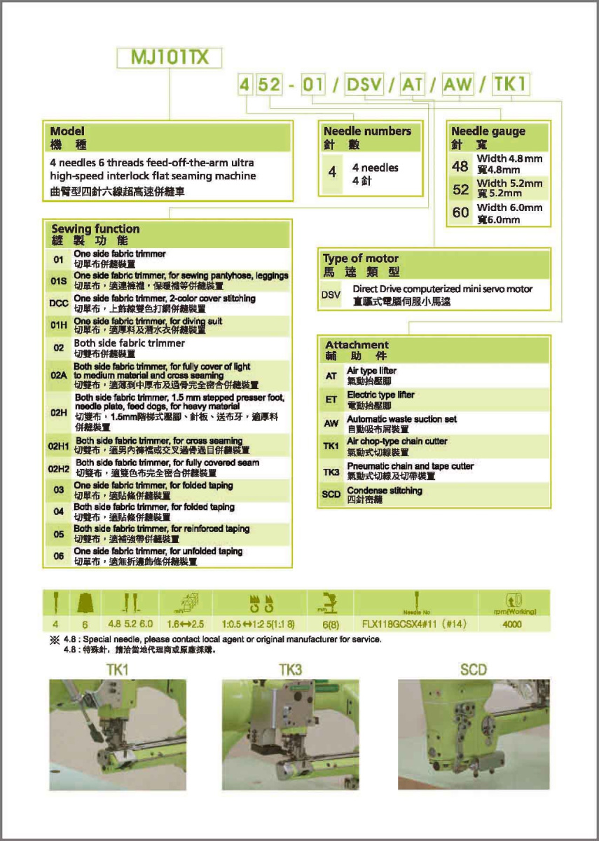 Швейная машина MEGASEW MJ101TX-460-02H1/DSV/AT/AW/SCD/TK3 (флэтлок)